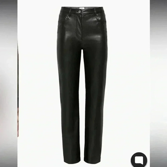 ARITZIA WILFRED VEGAN LEATHER STRAIGHT CROPPED HIGHRISE MELINA PANTS SZ 6 - Picture 2 of 12
